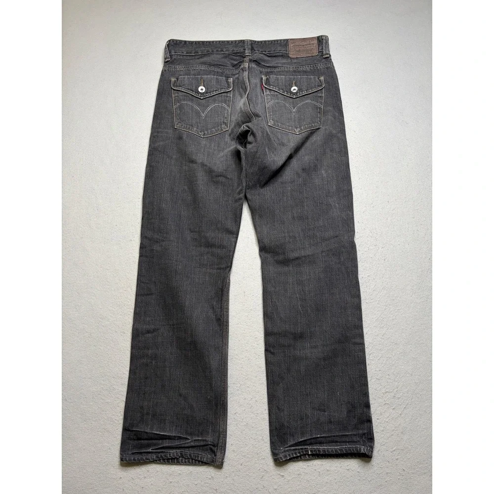 Levi's Slim Straight Jeans Mens W36 L32 Black Y2K Flap Pocket Denim Pants